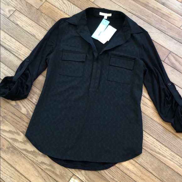 Anthropologie Tops - “Skies Are Blue” Black Collared Blouse